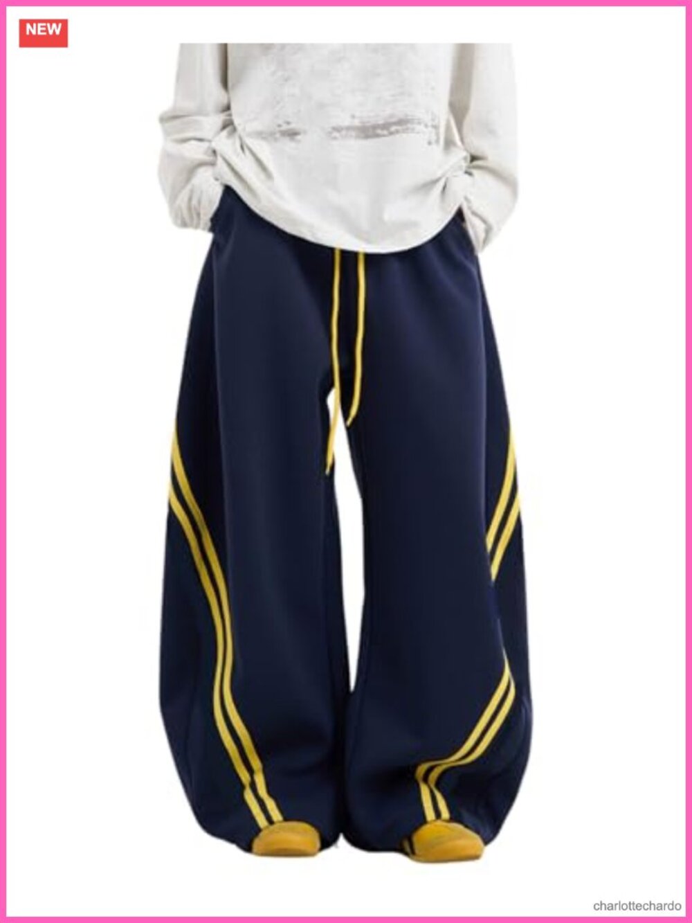 Polyester High Waist Barrel Sweatpants Wide Leg Drawstring Gym Joggers